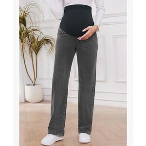 fitglam Women's Maternity Jeans Straight Leg Relaxed Fit Over Belly Pregnancy